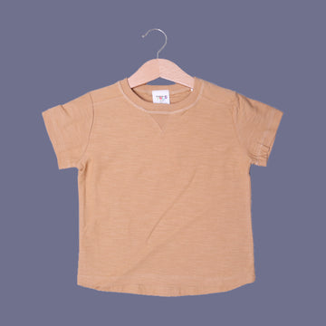 LIGHT BROWN PLAIN HALF SLEEVES T-SHIRT